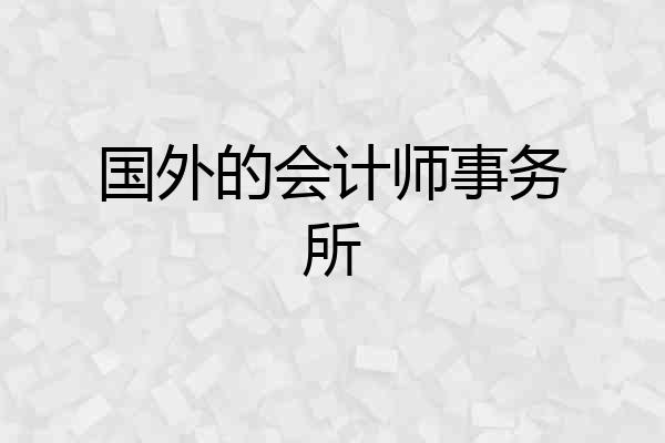 国外的会计师事务所