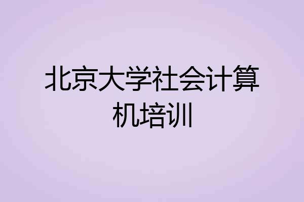 北京大学社会计算机培训