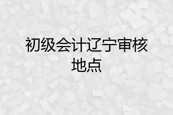 初级会计辽宁审核地点
