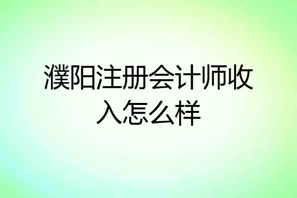 濮阳注册会计师收入怎么样