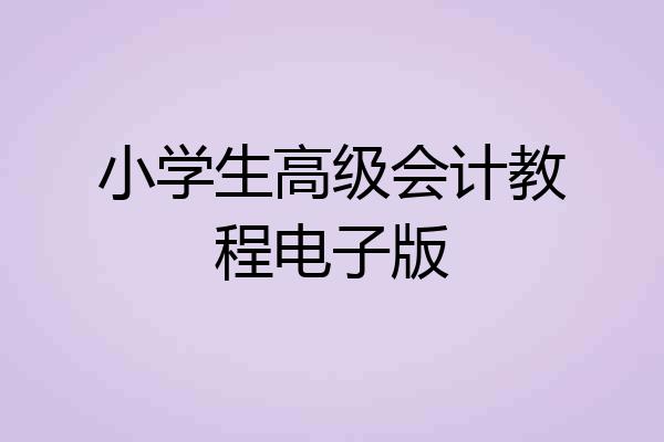 小学生高级会计教程电子版