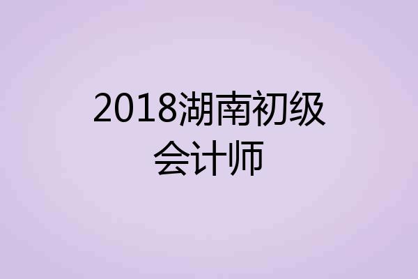 2018湖南初级会计师