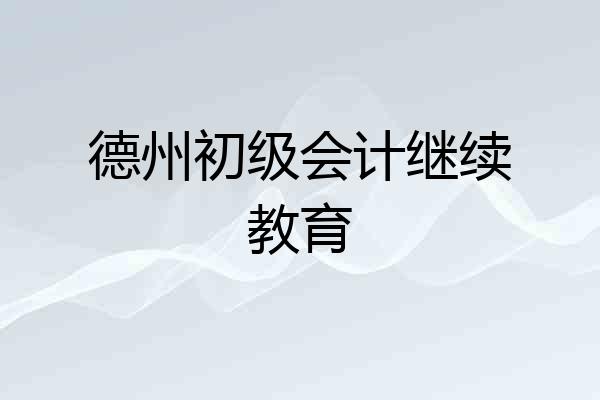 德州初级会计继续教育