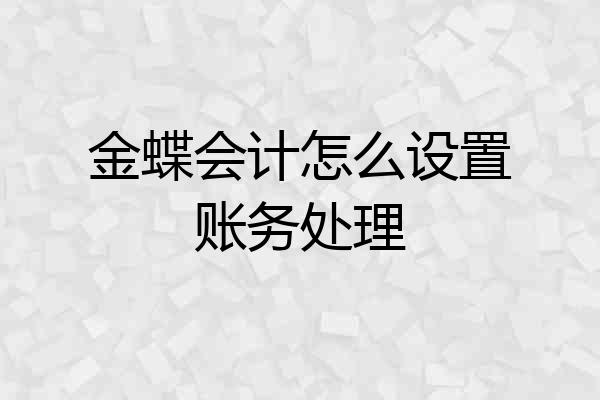 金蝶会计怎么设置账务处理