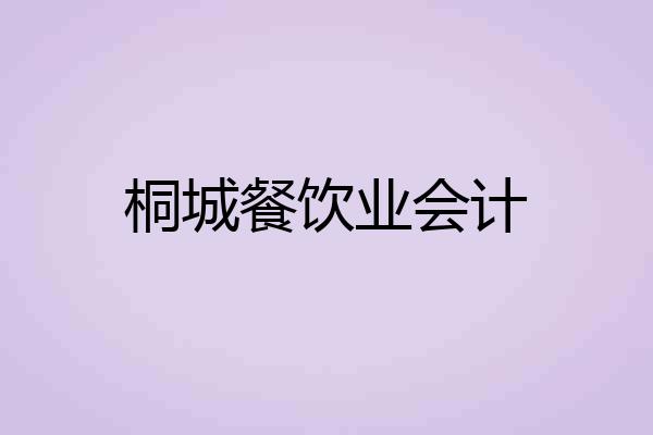 桐城餐饮业会计
