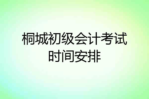 桐城初级会计考试时间安排