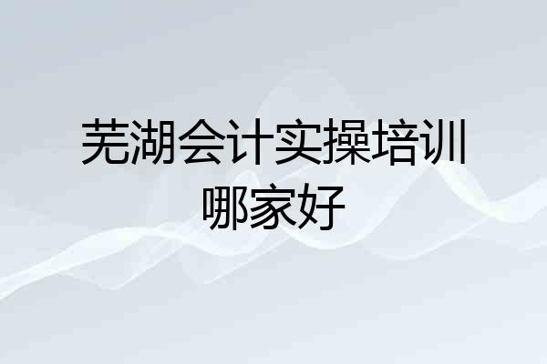 芜湖会计实操培训哪家好