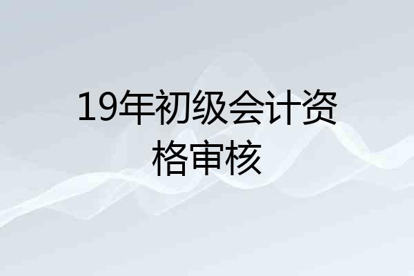 19年初级会计资格审核