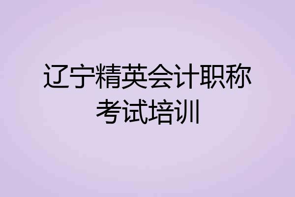 辽宁精英会计职称考试培训