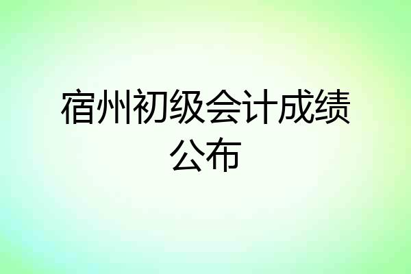 宿州初级会计成绩公布