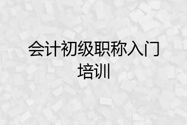 会计初级职称入门培训