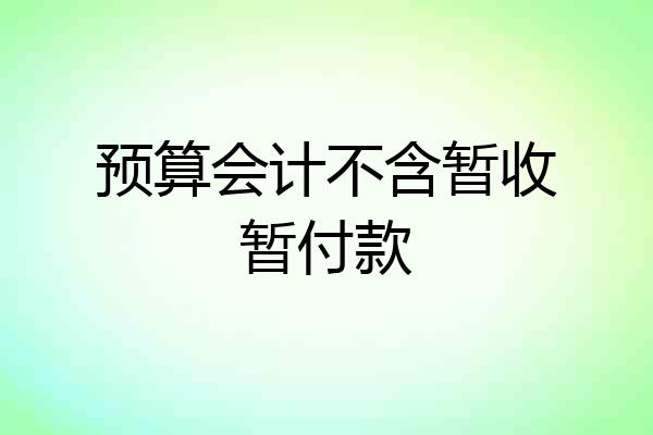 预算会计不含暂收暂付款