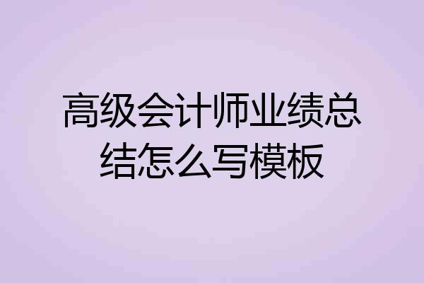 高级会计师业绩总结怎么写模板