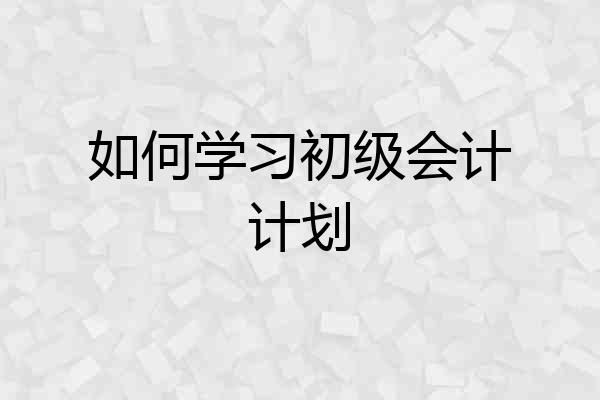 如何学习初级会计计划