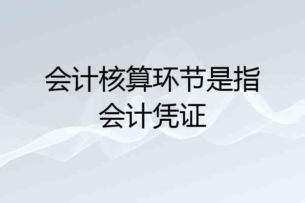 会计核算环节是指会计凭证