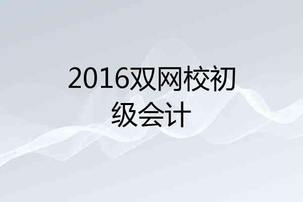 2016双网校初级会计