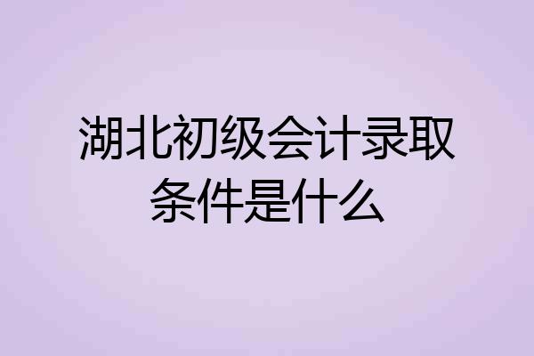 湖北初级会计录取条件是什么