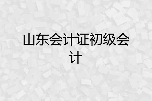 山东会计证初级会计