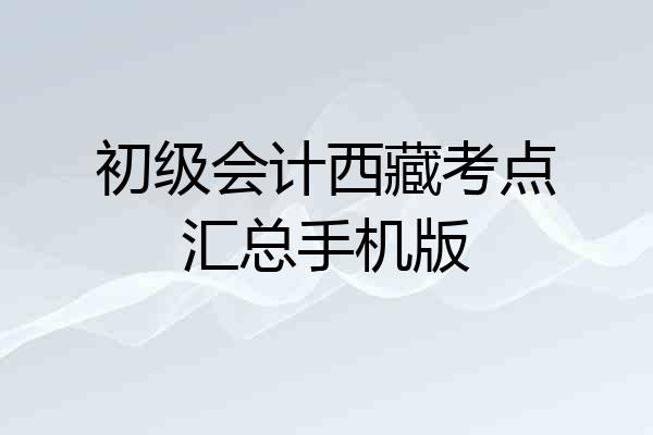 初级会计西藏考点汇总手机版