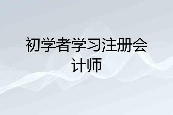 初学者学习注册会计师