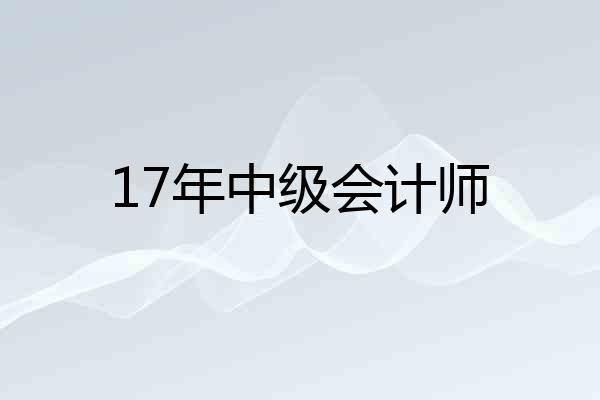 17年中级会计师