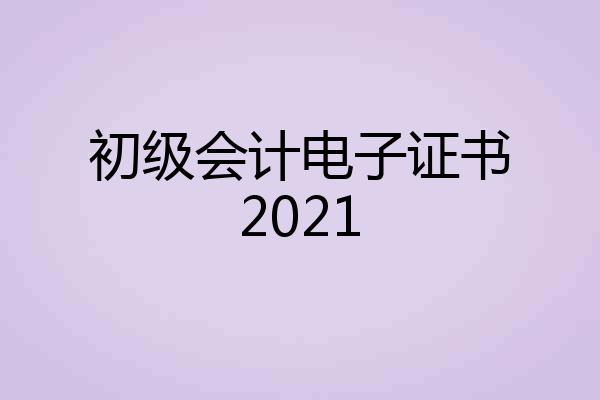 初级会计电子证书2021