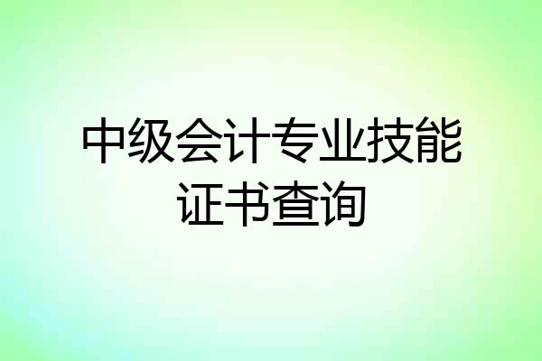 中级会计专业技能证书查询