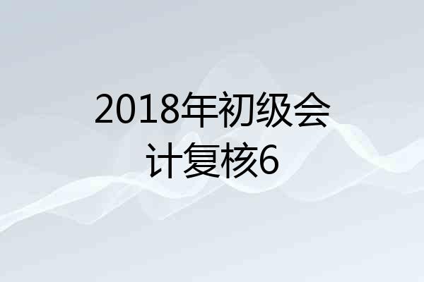 2018年初级会计复核6
