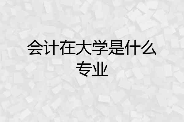 会计在大学是什么专业