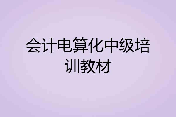 会计电算化中级培训教材
