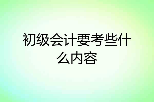 初级会计要考些什么内容
