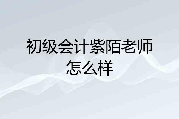初级会计紫陌老师怎么样