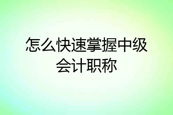 怎么快速掌握中级会计职称
