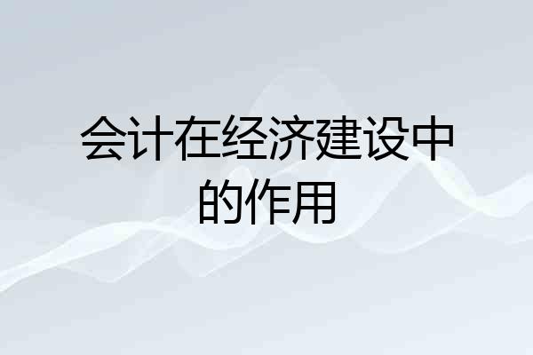 会计在经济建设中的作用