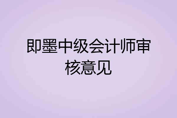 即墨中级会计师审核意见