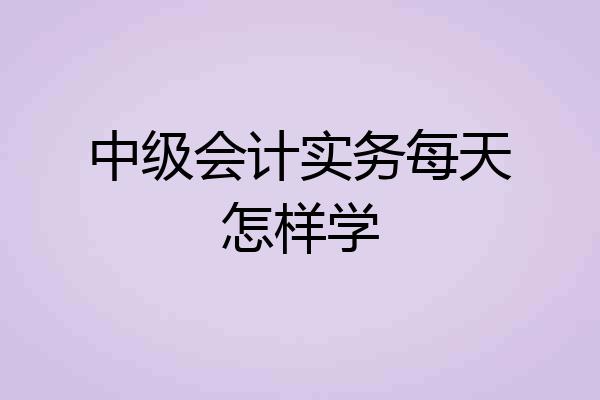 中级会计实务每天怎样学