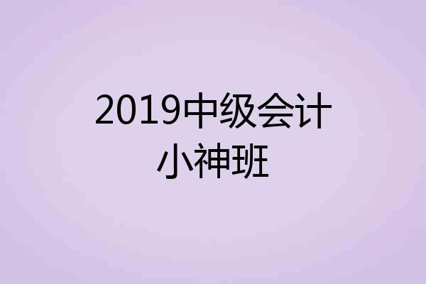2019中级会计小神班