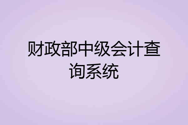 财政部中级会计查询系统