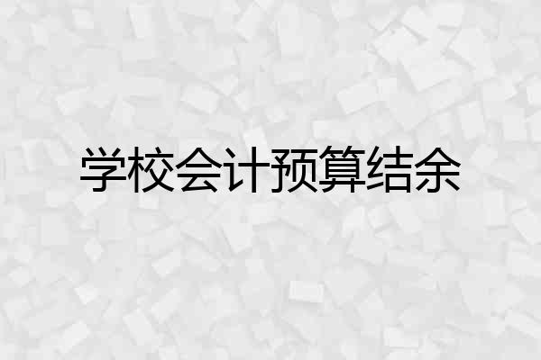 学校会计预算结余