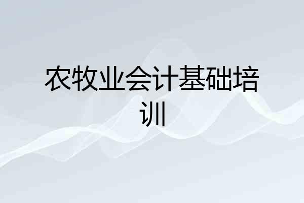 农牧业会计基础培训