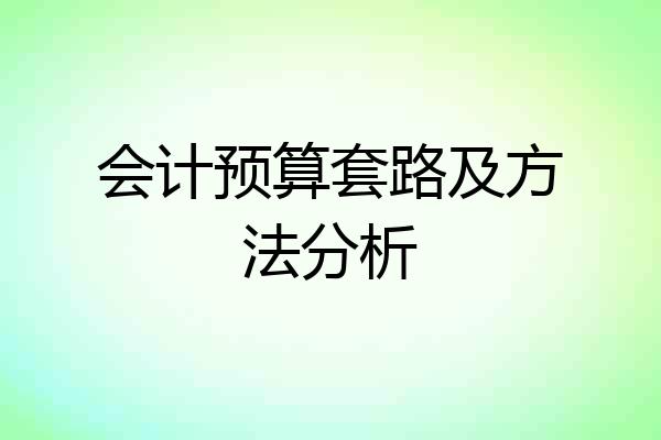 会计预算套路及方法分析