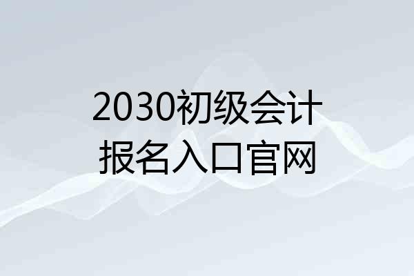 2030初级会计报名入口官网