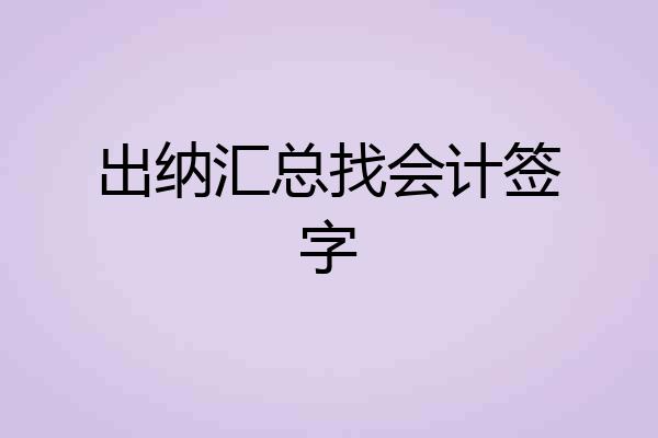 出纳汇总找会计签字