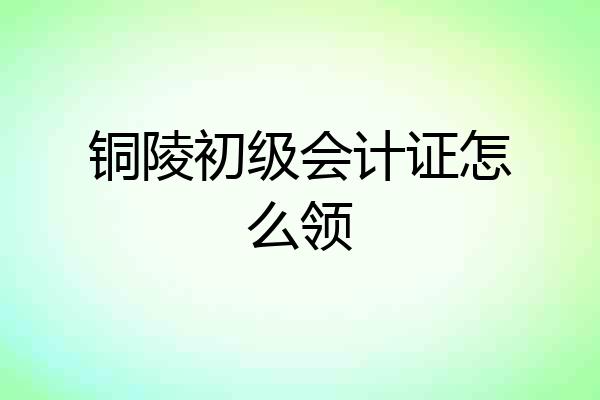 铜陵初级会计证怎么领