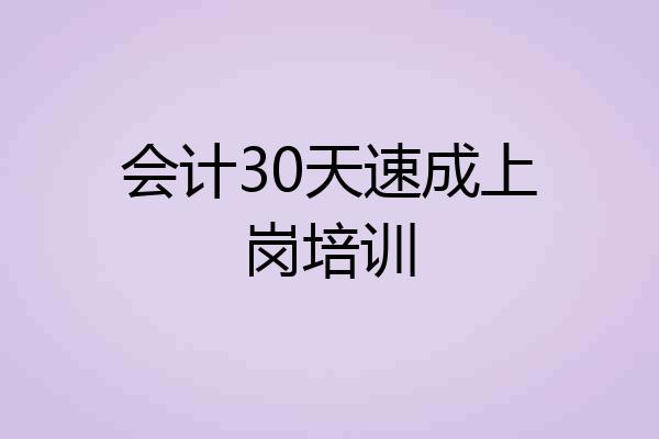 会计30天速成上岗培训