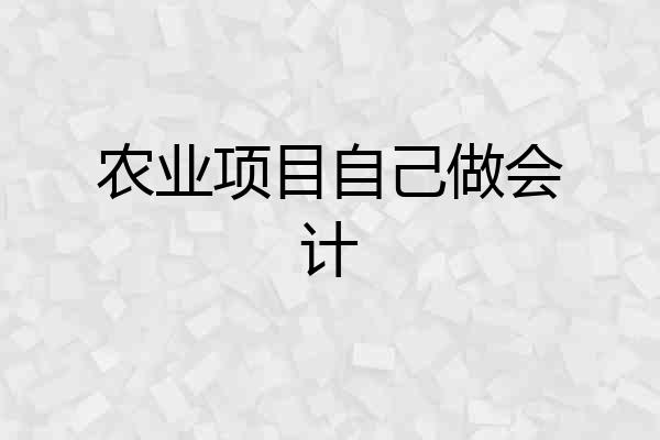 农业项目自己做会计