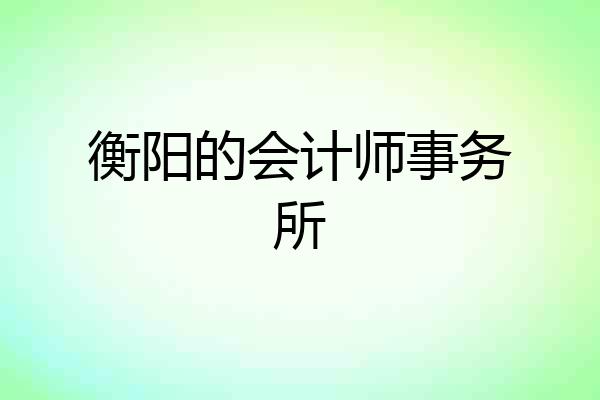 衡阳的会计师事务所