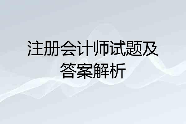 注册会计师试题及答案解析