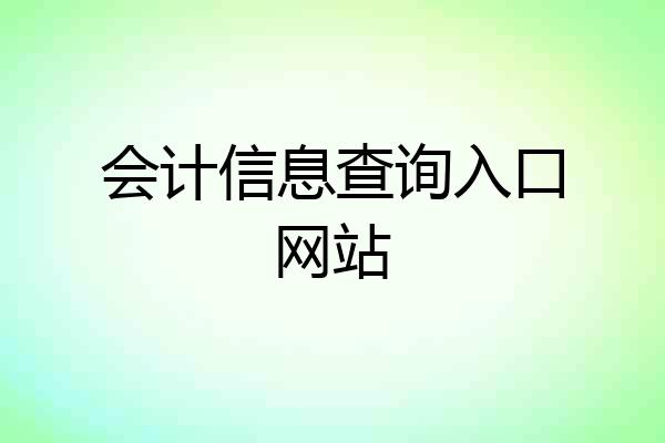 会计信息查询入口网站