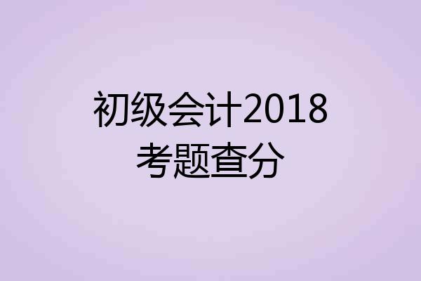 初级会计2018考题查分